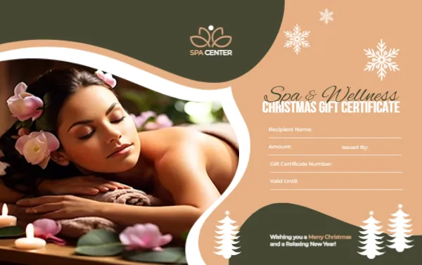 Christmas Gift Certificate for Spa and Wellness