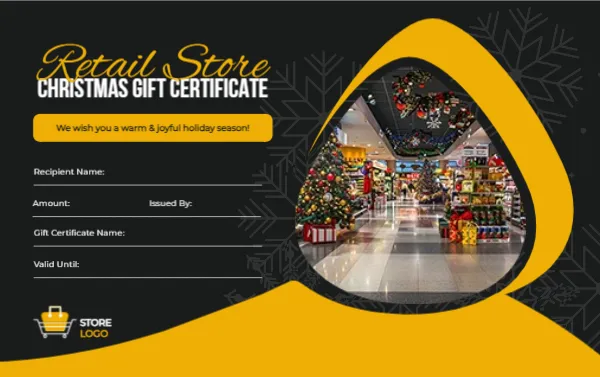 Christmas Gift Certificate Template for Retail Store