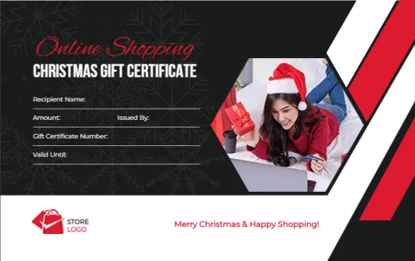 Christmas Gift Certificate for Online Shopping