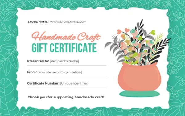 Gift Certificate Template for Handmade Craft