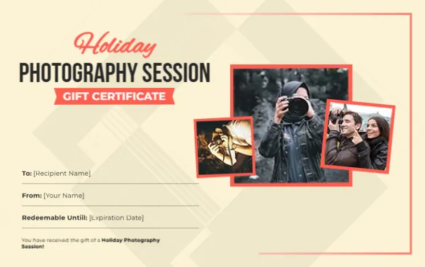 Gift Certificate Template for Holiday Photography Session