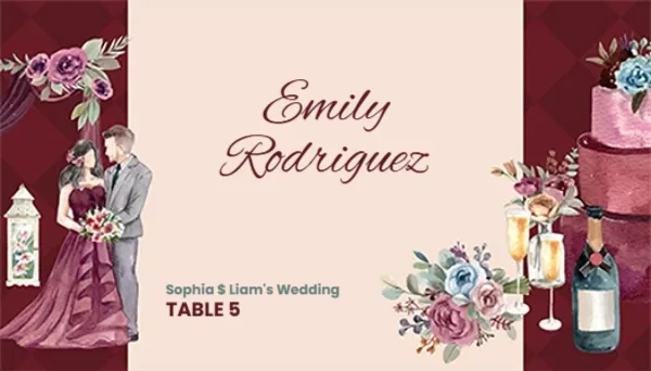 Place Card Design in Customizable Theme