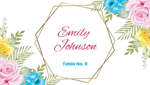 Place Card Design in Floral Border