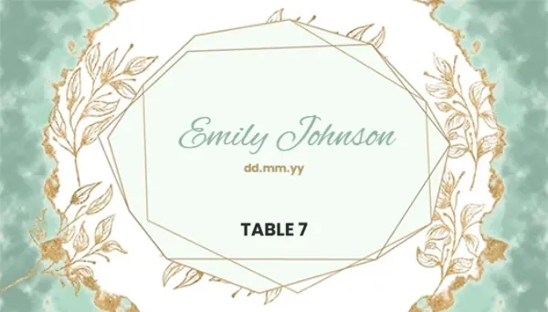 Place Card Template in Geometric Frame