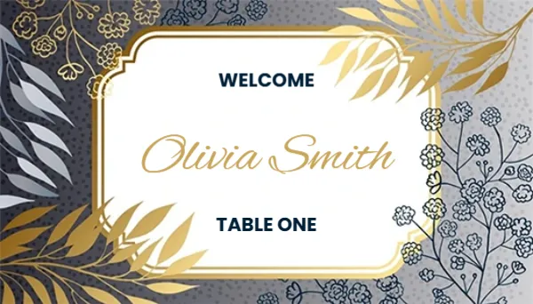 Place Card Template in Gold and Silver Foil Style