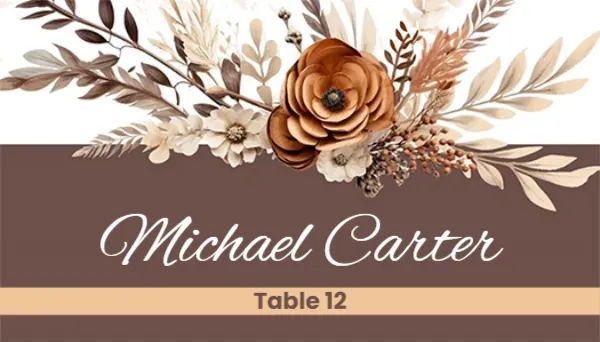 Place Card Template with Rustic Kraft Style