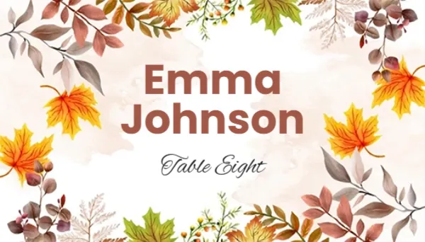Place Card Template with Seasonal Theme
