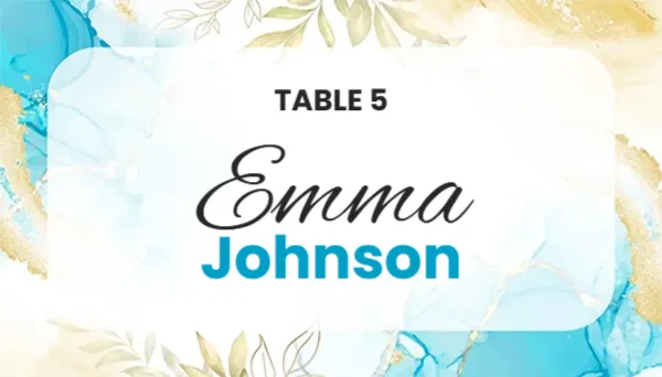 Place Card Template in Watercolor Accent