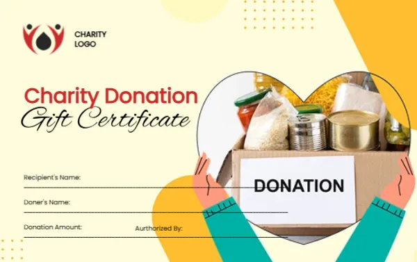 Christmas Gift Certificate Template for Charity Donation