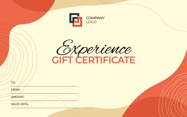 Gift Certificate Template of Experience