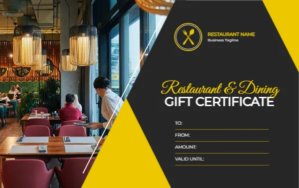 Gift Certificate Template for Restaurant or Dining