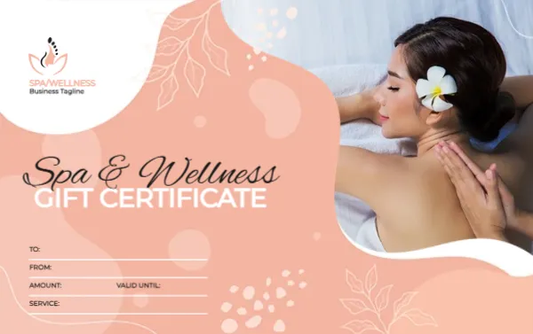 Gift Certificate Template for Spa or Wellness