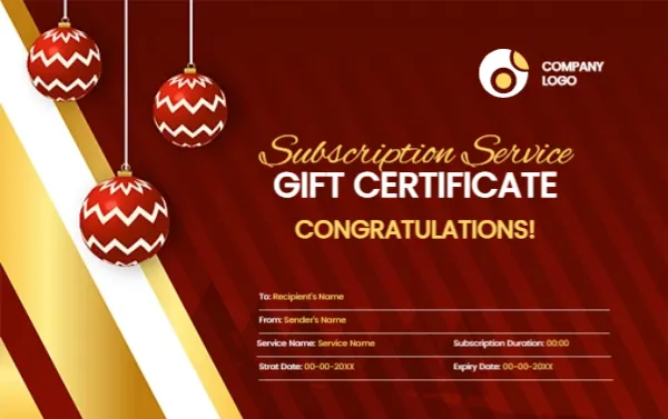 Gift Certificate Template for Subscription Service