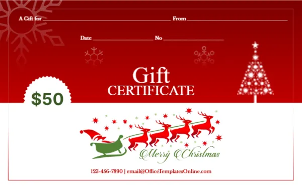 Christmas Gift Certificate Design in CR80 Size