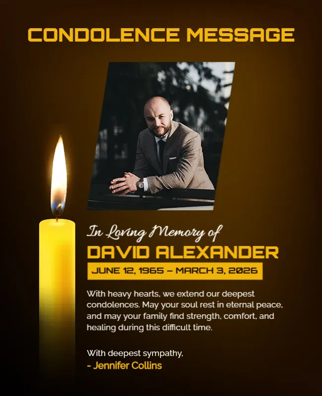 In Loving Memory Condolence Message Template