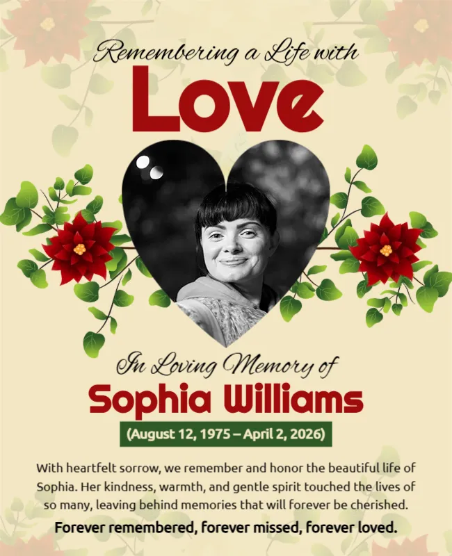 Remembering a Life with Love Template