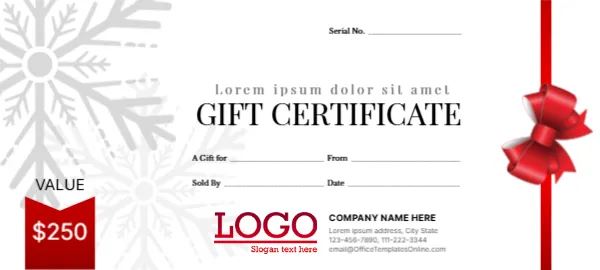 General Holiday Gift Certificate Template