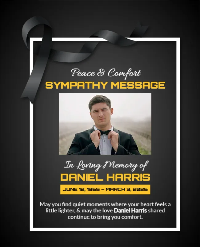 Peace and Comfort Sympathy Message Template