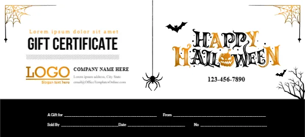 Gift Certificate Template for Halloween