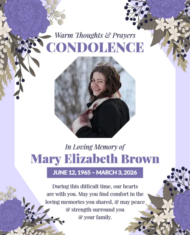 Warm Thoughts and Prayers Condolence Template