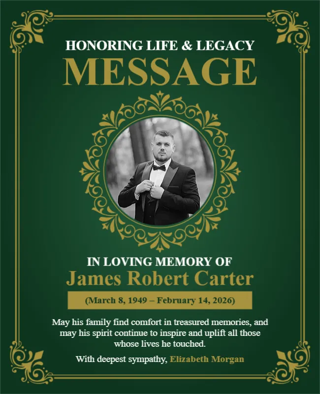 Honoring Life and Legacy Message Template