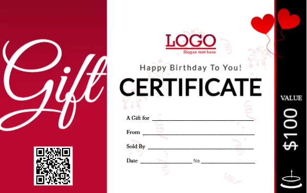 Gift Certificate Template for Birthday in CR80 Size