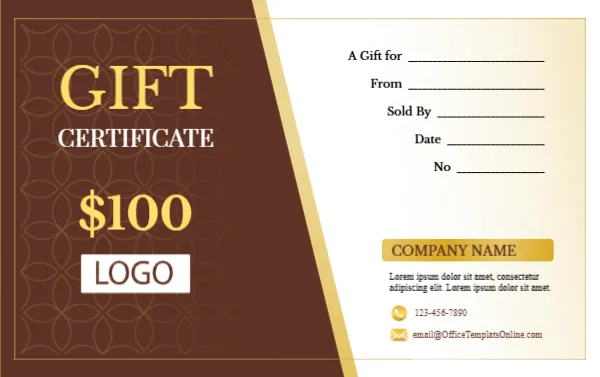 Fancy Gift Certificate Template in CR80 Size