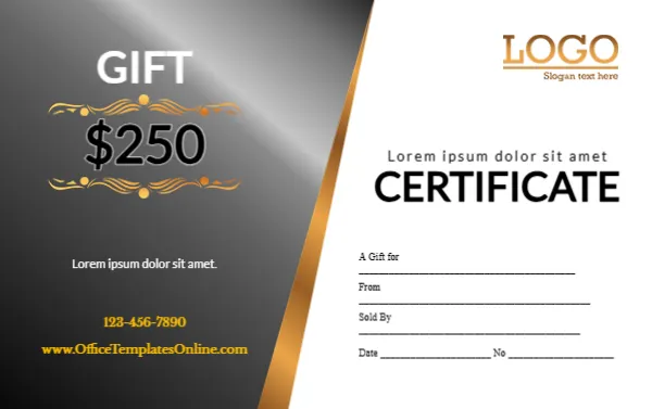 Sample Gift Certificate Design in CR80 Size