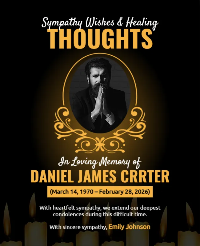 Sympathy Wishes and Healing Thoughts Template