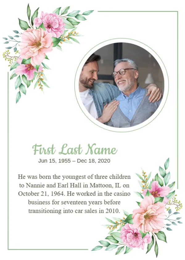 Father Obituary Card Template