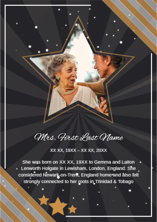 Mothrer Obituary Card Template