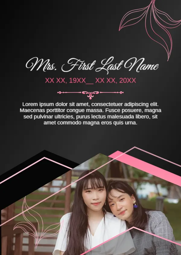 Friend Obituary Card Template