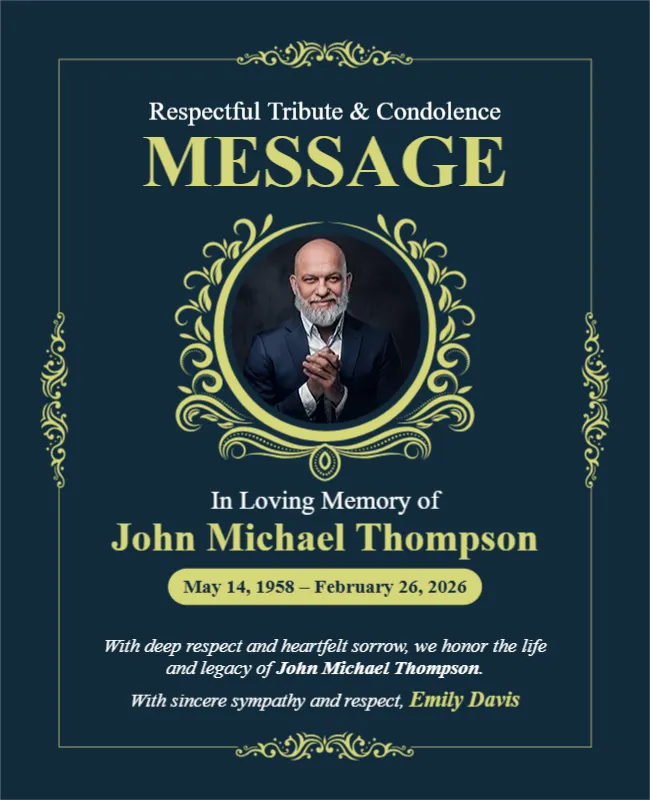 Respectful Tribute and Condolence Message Template