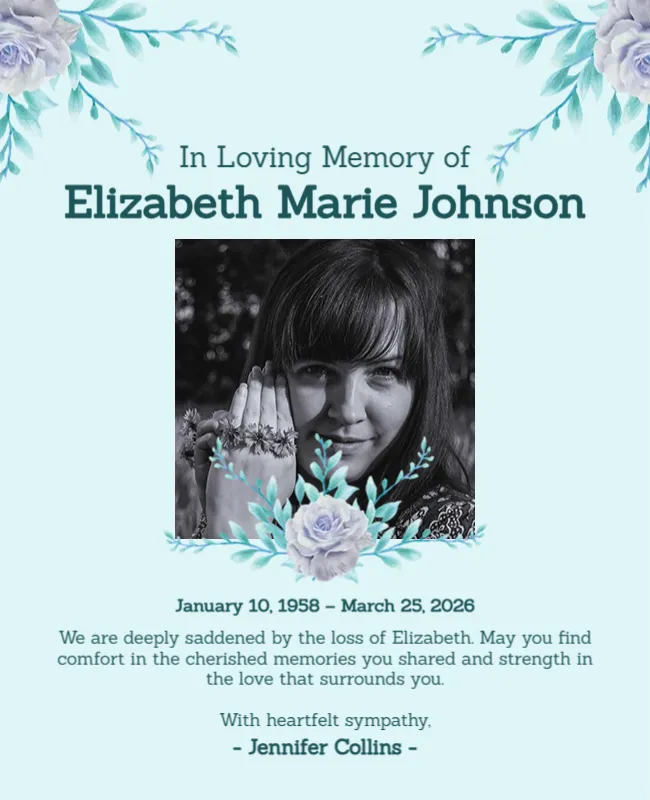 Heartfelt Remembrance and Support Card Template
