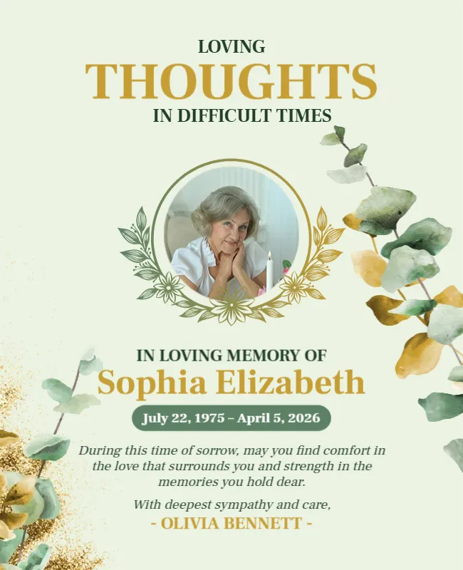 Loving Thoughts in Difficult Times Template