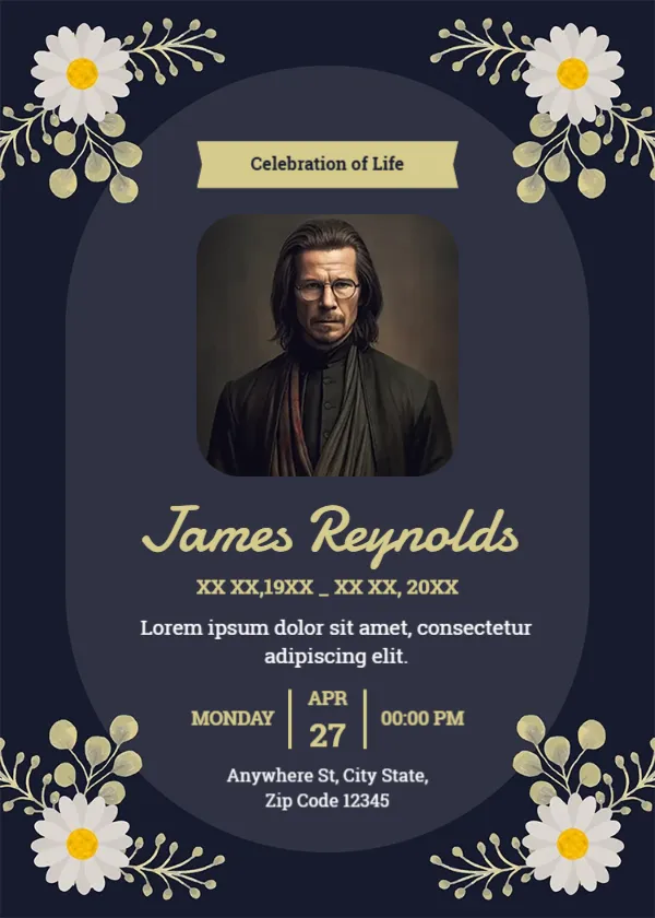 Funeral Card Template for Celebration of Life