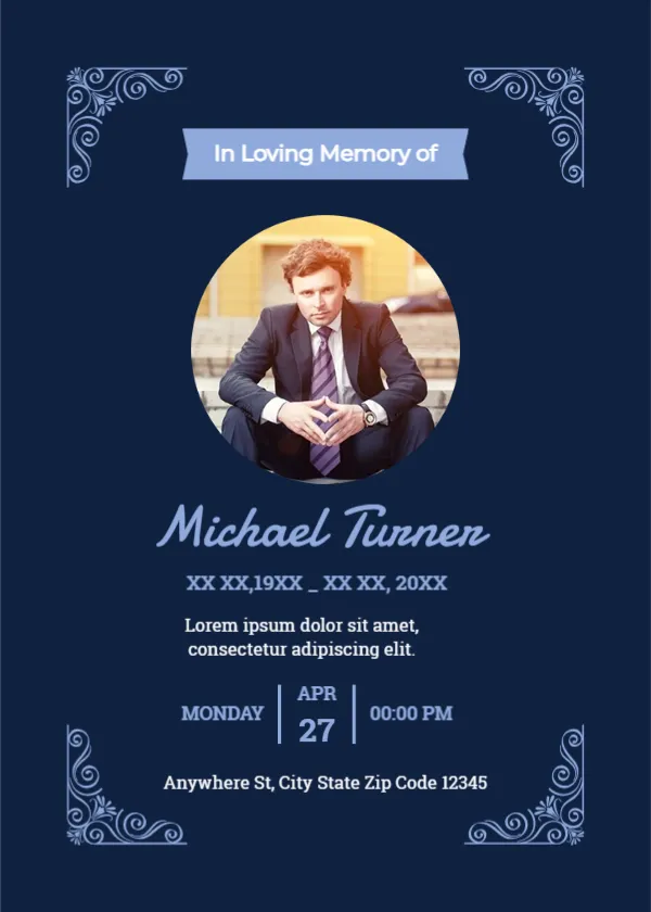 Short and Simple Funeral Card Design