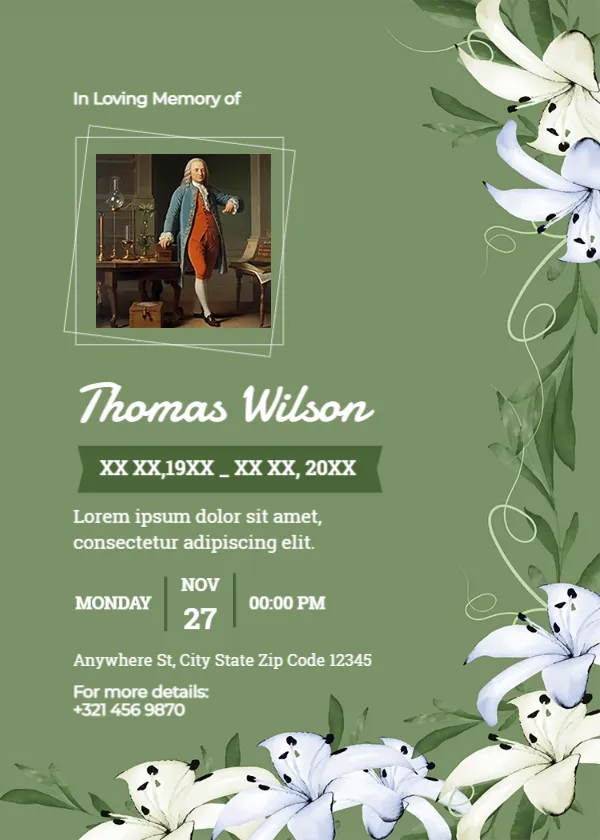 Funeral Card Template for Personalized Story