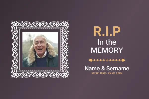 Funeral Memorial Tribute Card with Photo in Horizontal