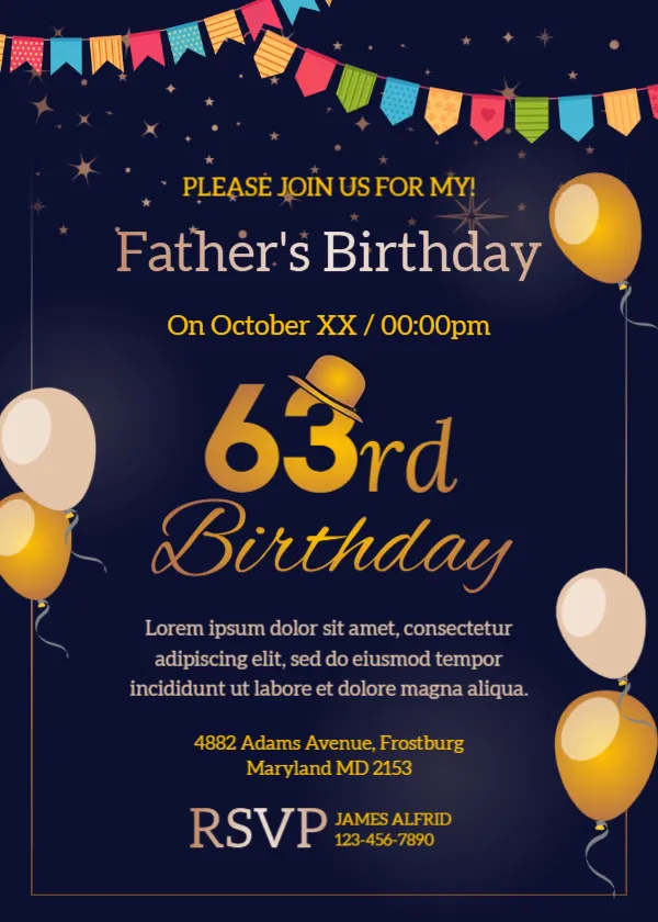 Father’s Birthday Invitation Card Template