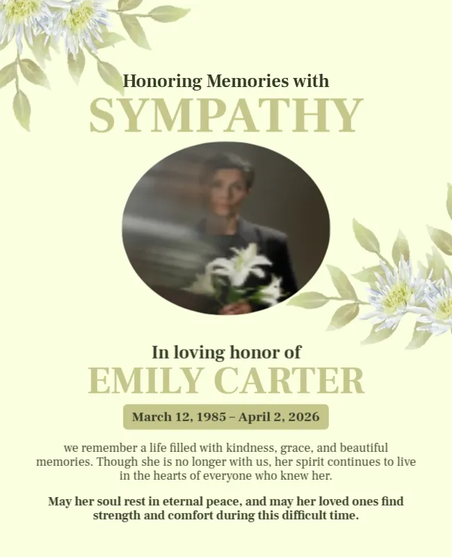 Honoring Memories with Sympathy Message Template