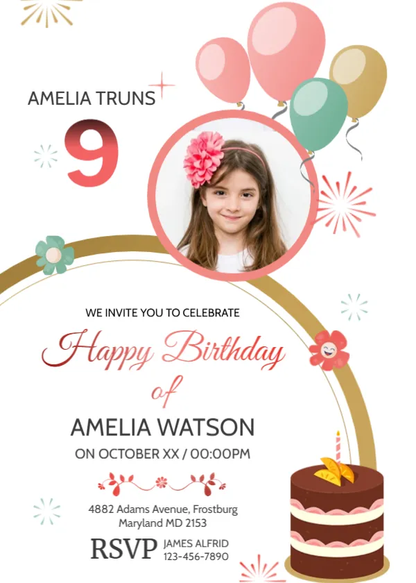 Kid Birthday Invitation Card Template