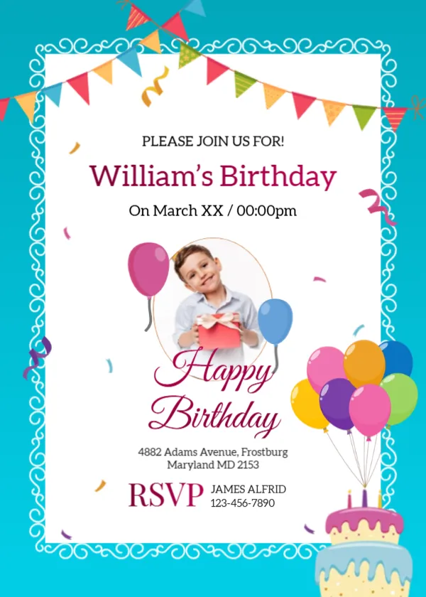 Son’s Birthday Invitation Card Template