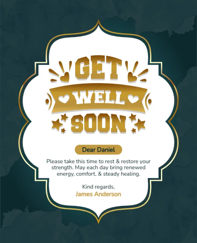Elegant Typography Get Well Soon Card