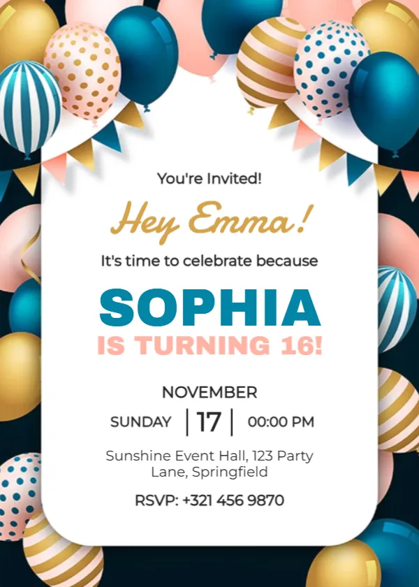 Teenager Birthday Party Invitation Template