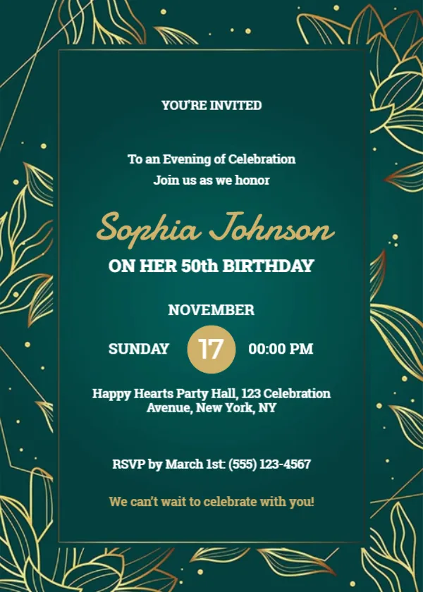 Elegant Invitation Template for Adults Birthday