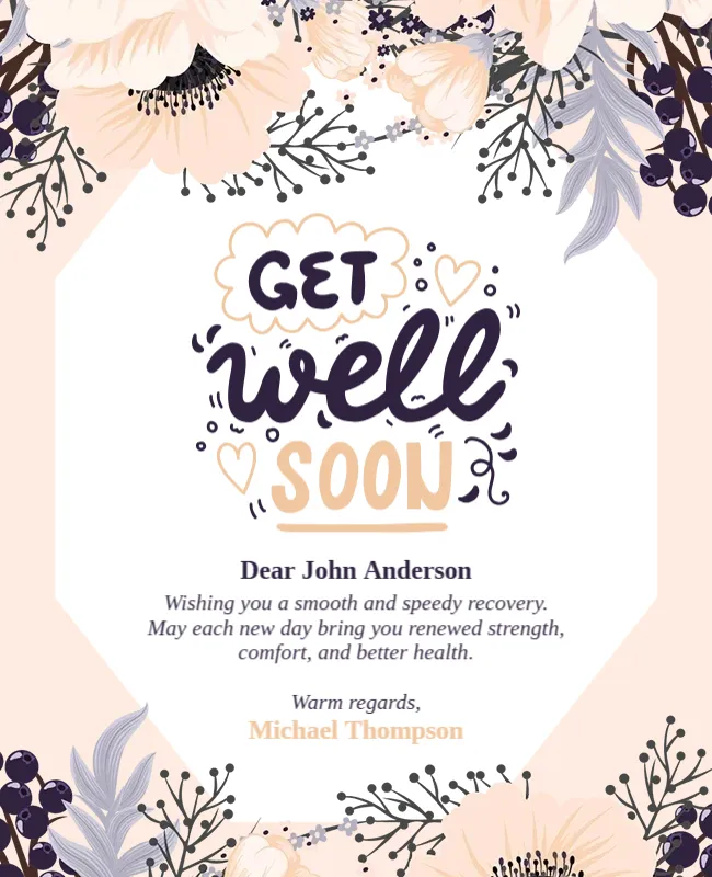 Professional Get Well Soon Card