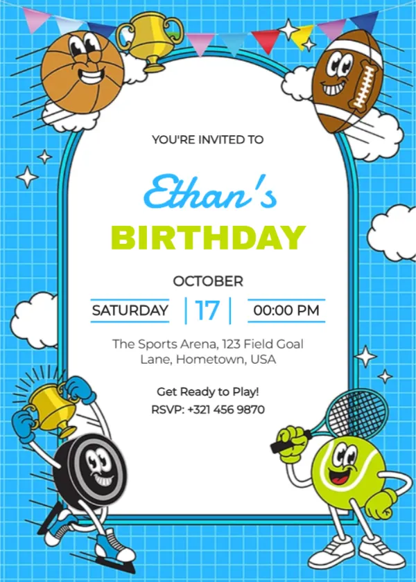 Birthday Invitation Template in Sports-Theme