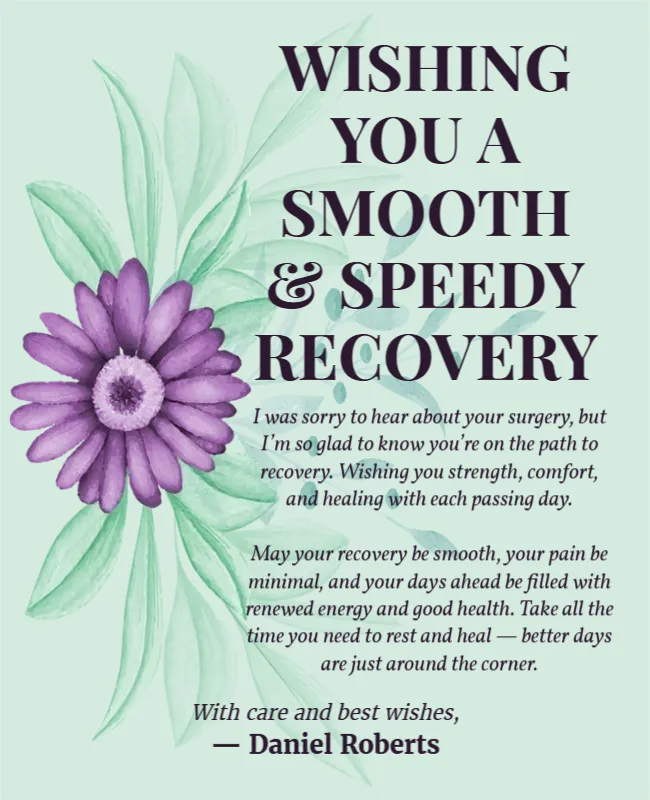 Surgery Recovery Get Well Soon Card