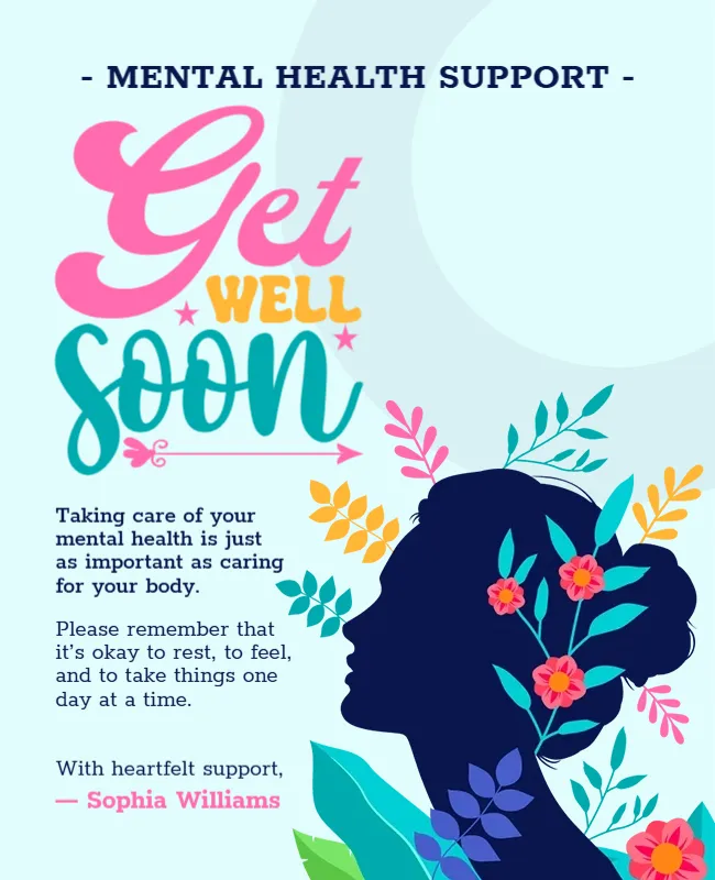 Mental Health Support Get Well Soon Card